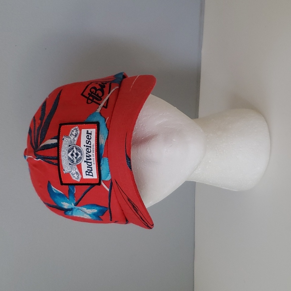 Billabong Red Blue Tropical Floral Budweiser Snapback Adjustable Baseball Hat